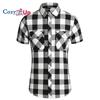 Cozy Up Мужские повседневные фланелевые клетчатые рубашки с коротким рукавом на пуговицах, рабочие рубашки