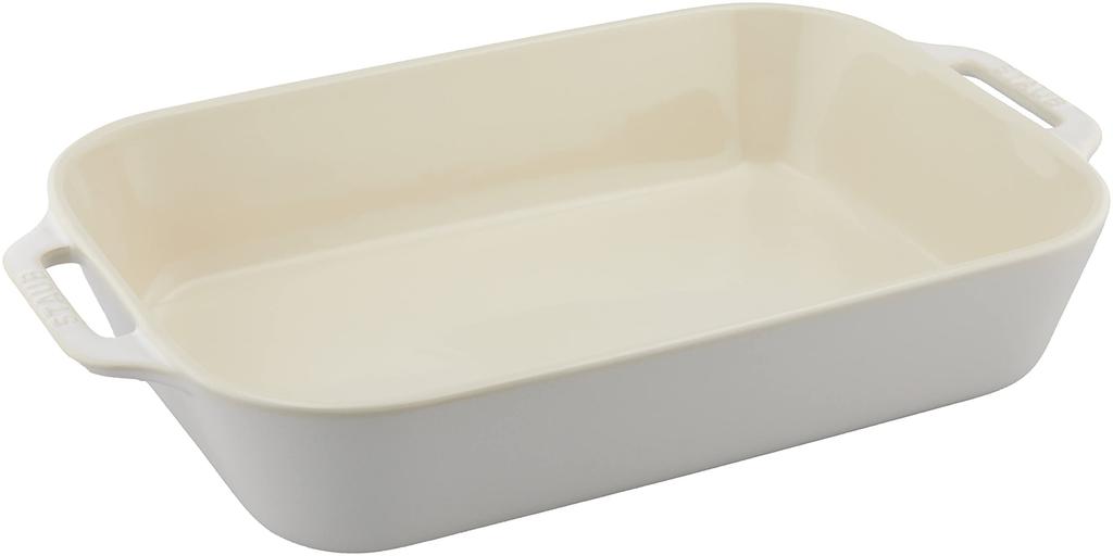 Staub Dish Ivory 34 X Ceramic Gratin Dish Oven Microwave Safe Japanese Dish "Rectangular 24cm" [Authorized Product] 40511-887