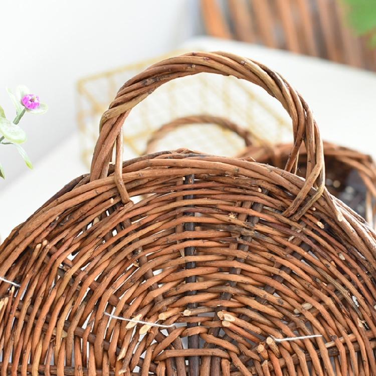 Traditional Braided Willow Wall Decors Basket Functional As Plant Holder Or Convenient Storage Solution For Homes