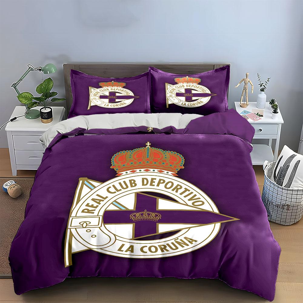 Purple Deportivo La Coruña Set Bedding Duvet Cover Set Duvet Cover Pillowcases (1 * Duvet Cover 2 * Pillowcases, without duvet insert)