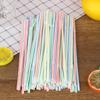 100Pcs Disposable Straws Flexible Plastic Straws Striped Rainbow Drinking Straw