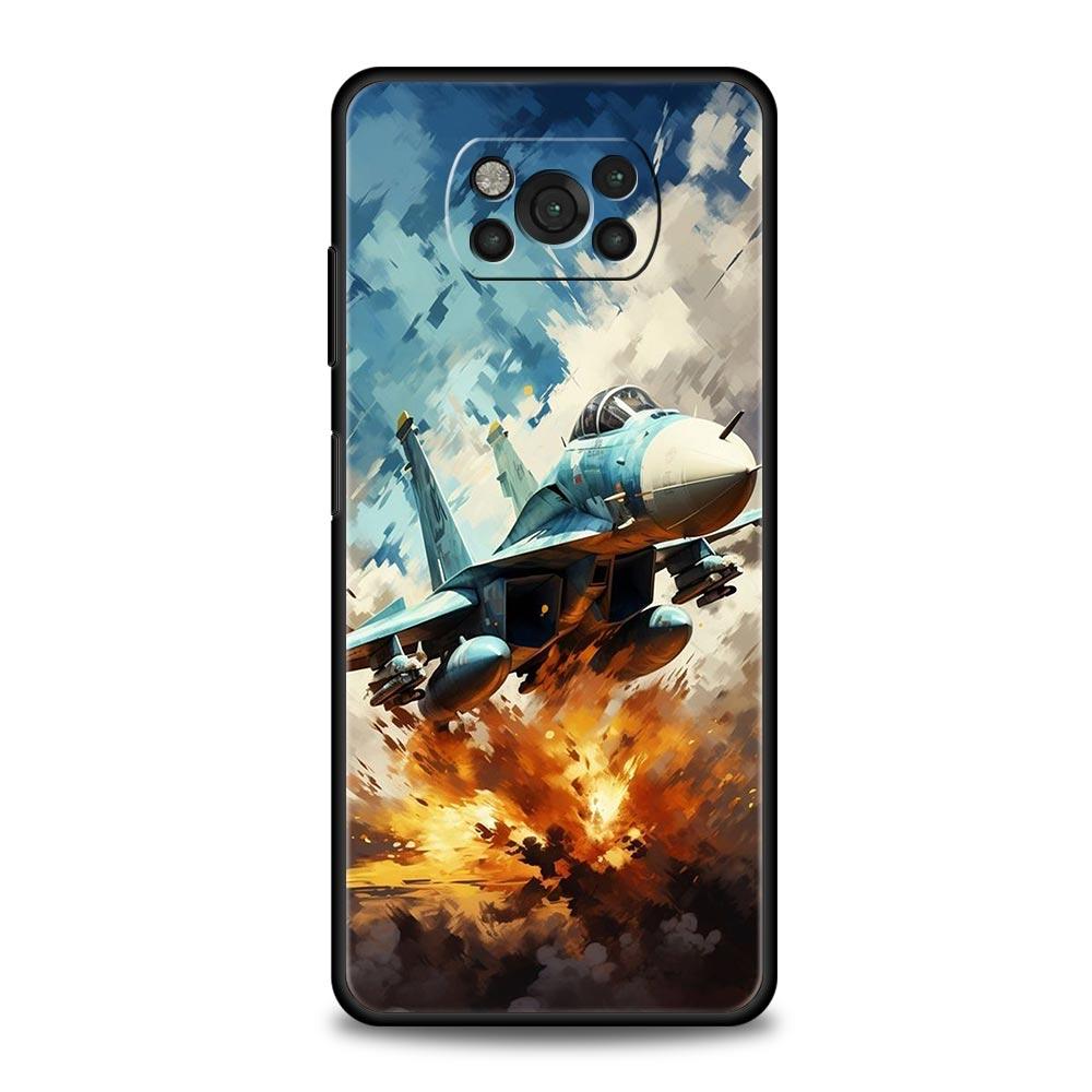 Чехол для телефона с истребителями Для Xiaomi Poco X6 X5 Pro X4 X3 NFC F5 Pro F4 F3 GT M5 M4 Pro 5G M3 C51 C50 C55 Мягкий чехол