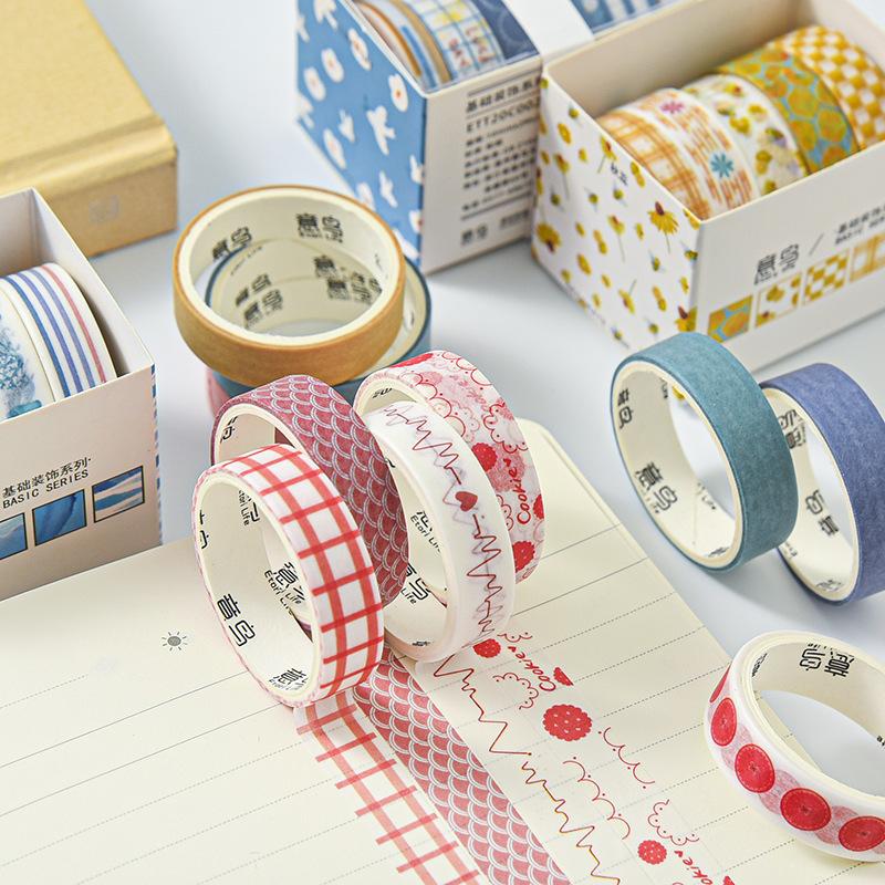 5Rolls/box Creative Masking Tape Set Basic Pattern Washi Tape DIY Scrapbooking Diary Journal Stationery
