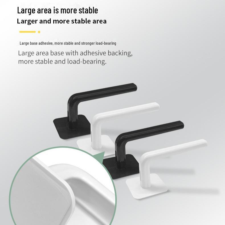 Многофункциональный крючок L-образной формы черного цвета без проколов для крышек кастрюль и занавесок для душа