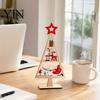Desktop Christmas Ornament Wooden Tabletop Tree Decor, Hollow Xmas Ornament, Farmhouse Winter Holiday Accents Centerpiece for Party Home Decoration,