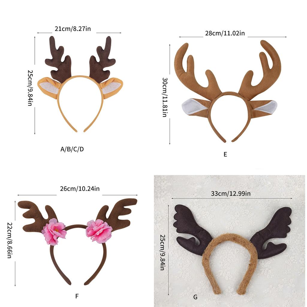 Рождественский ободок с оленьими рогами, регулируемый праздничный аксессуар для волос, праздничный головной убор для женщин и детей