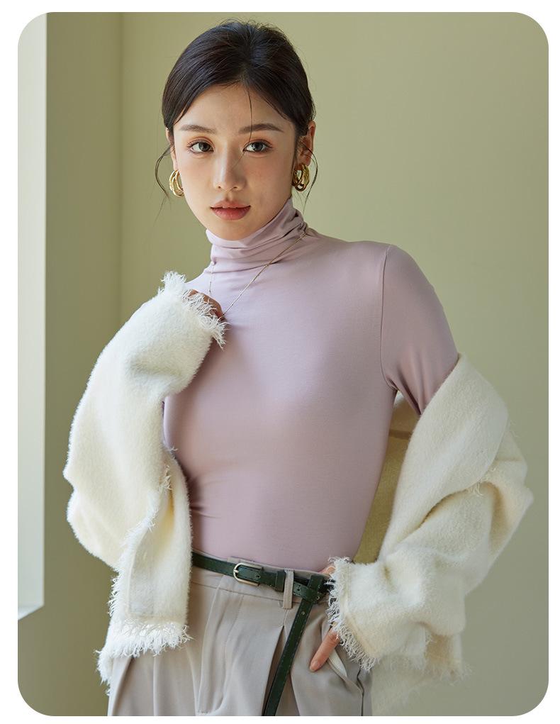 Women's 240g Modal High Collar Slim Fit Long Sleeve T-Shirt - 2025 Spring/Autumn Collection