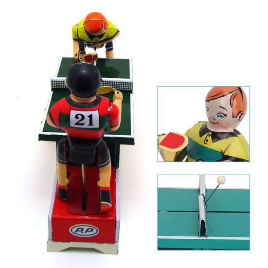 Заводная игрушка для настольного тенниса, винтажная жесть, пинг-понг, весенняя заводная игрушка, ностальгическое украшение для рабочего стола, подарок на день рождения для детей и взрослых