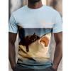 Милые забавные футболки с графикой кошек для мужчин, оригинальные футболки с 3D-принтом животных, повседневные топы с коротким рукавом и круглым вырезом