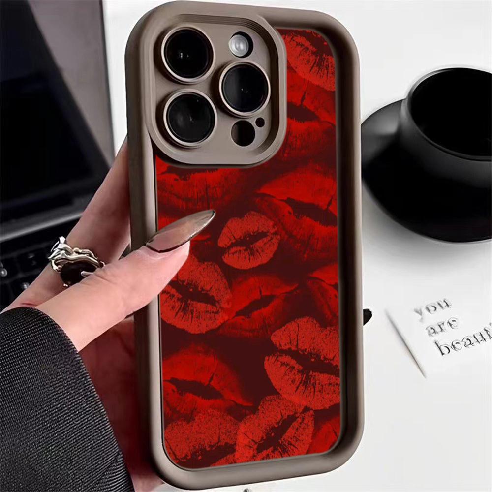 LZ23 Lips Kiss Heart Design Art Silicone Phone Case for iPhone 11 13 14 15 16 Pro Max 7 8 16 Plus 12 Mini XS Max XR Shockproof Back Cover