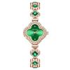 Изумрудный браслет с четырехлистным клевером, кварцевые часы для женщин