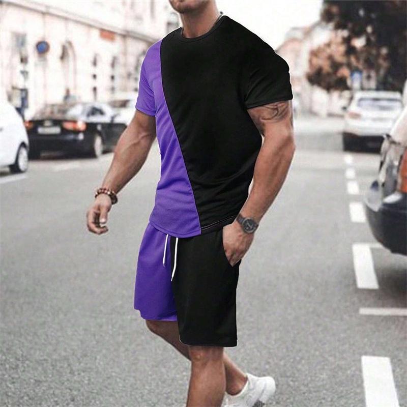 Летний быстросохнущий комплект с камуфляжным принтом и круглым воротником, классический мужской спортивный комплект из 2 предметов: короткий рукав и шорты для занятий фитнесом в спортзале