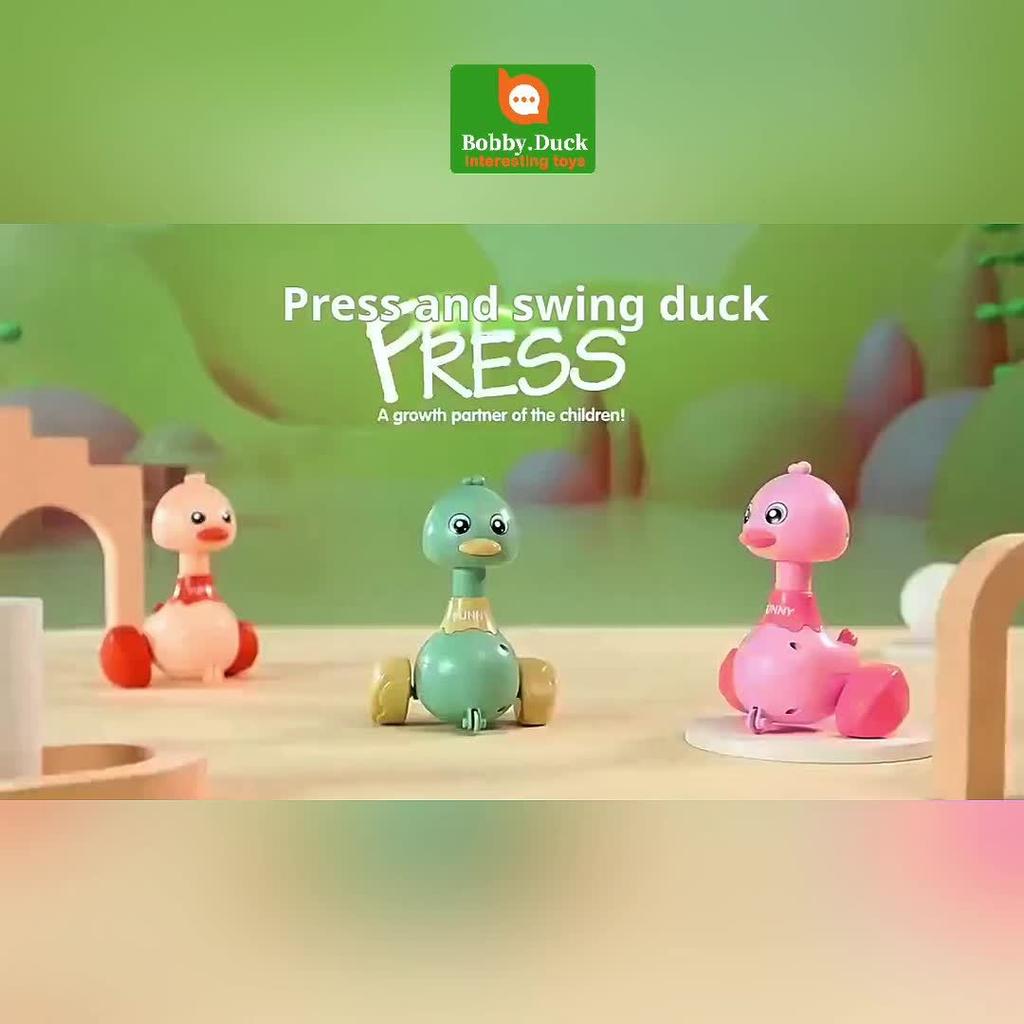1pc Press and Go Little Duck Car Toy, No Battery Needed, Manual Operation, Animal Theme, Plastic, Multicolor Ideal Christmas or Birthday Gift