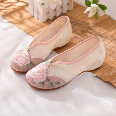Летние вышитые туфли из ткани в этническом стиле на низком каблуке в китайском стиле ципао женские туфли