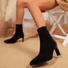 Fashion Elegant Solid Black Fabric Ankle Boots Women 2025 New Model Sexy Pointed Toe Black Booties Fashion Rear Zipper Boots Autumn