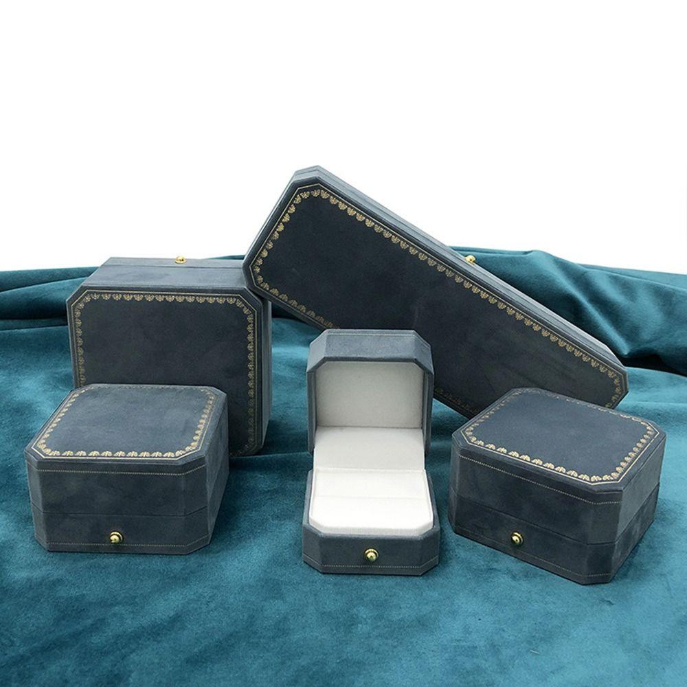 Восьмиугольная коробочка для обручального кольца, бархатная упаковочная коробка для ювелирных изделий для предложения руки и сердца