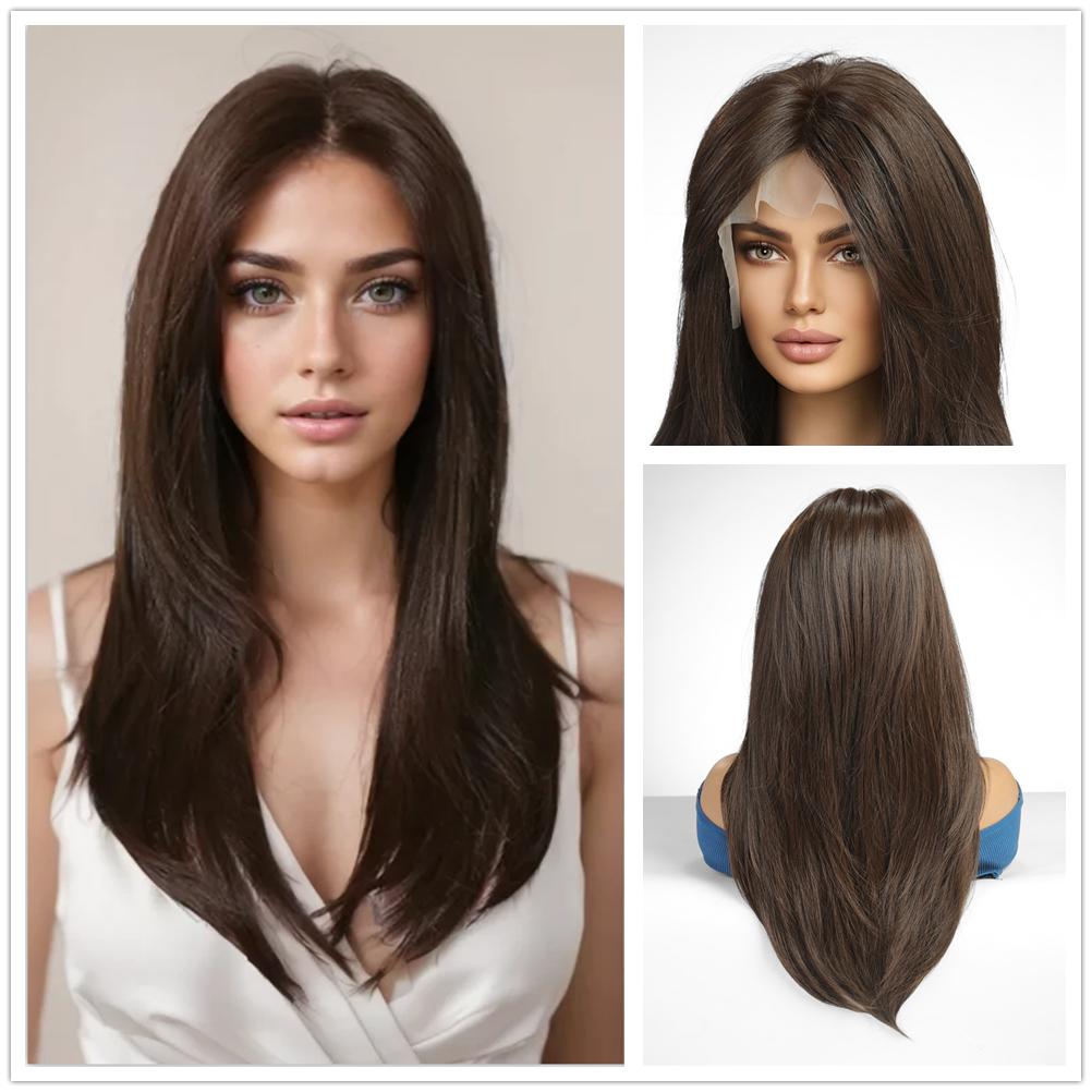 ALAN EATON Длинные синтетические прямые омбре пепельные платиновые блонд парики на шнуровке для женщин, косплей, вечерние волосы высокой плотности, термостойкие