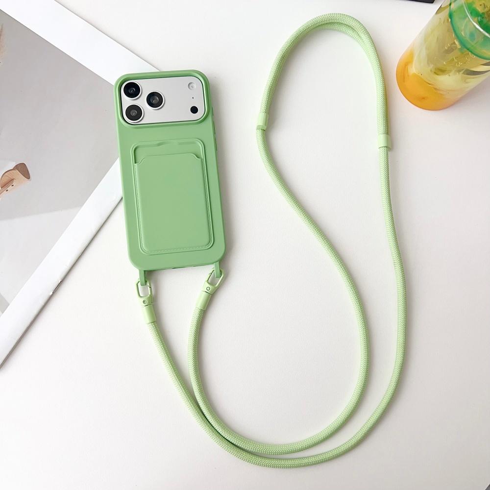 Регулируемый ремешок через плечо с кармашком для карты для IPhone Air 17 16 15 14 13 Pro Max Цветной силиконовый держатель-кошелек Ударопрочный чехол