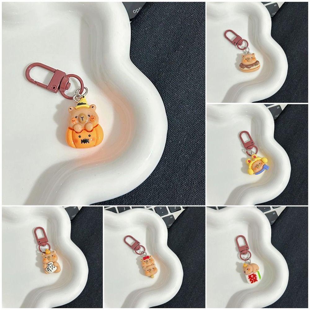 Capybara Pumpkin Capybara Keychain Creative Capibara Bag Hanging Donut Kapibara Pendant  Kids