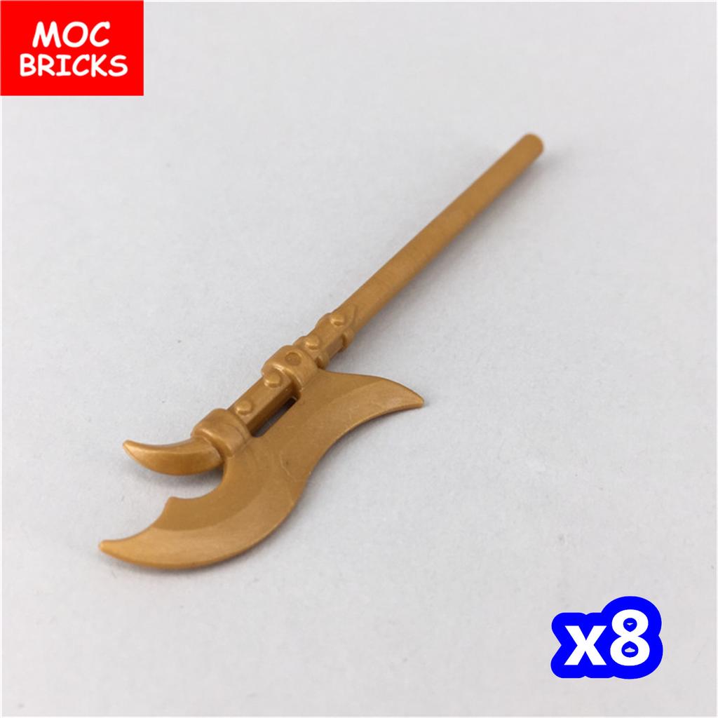 MOC Кубики Средневековые Рыцари Рим Оружие Золотой Меч Щит Копье Алебарда Шлем Фигурка Образовательный Строительный Блок Подарки