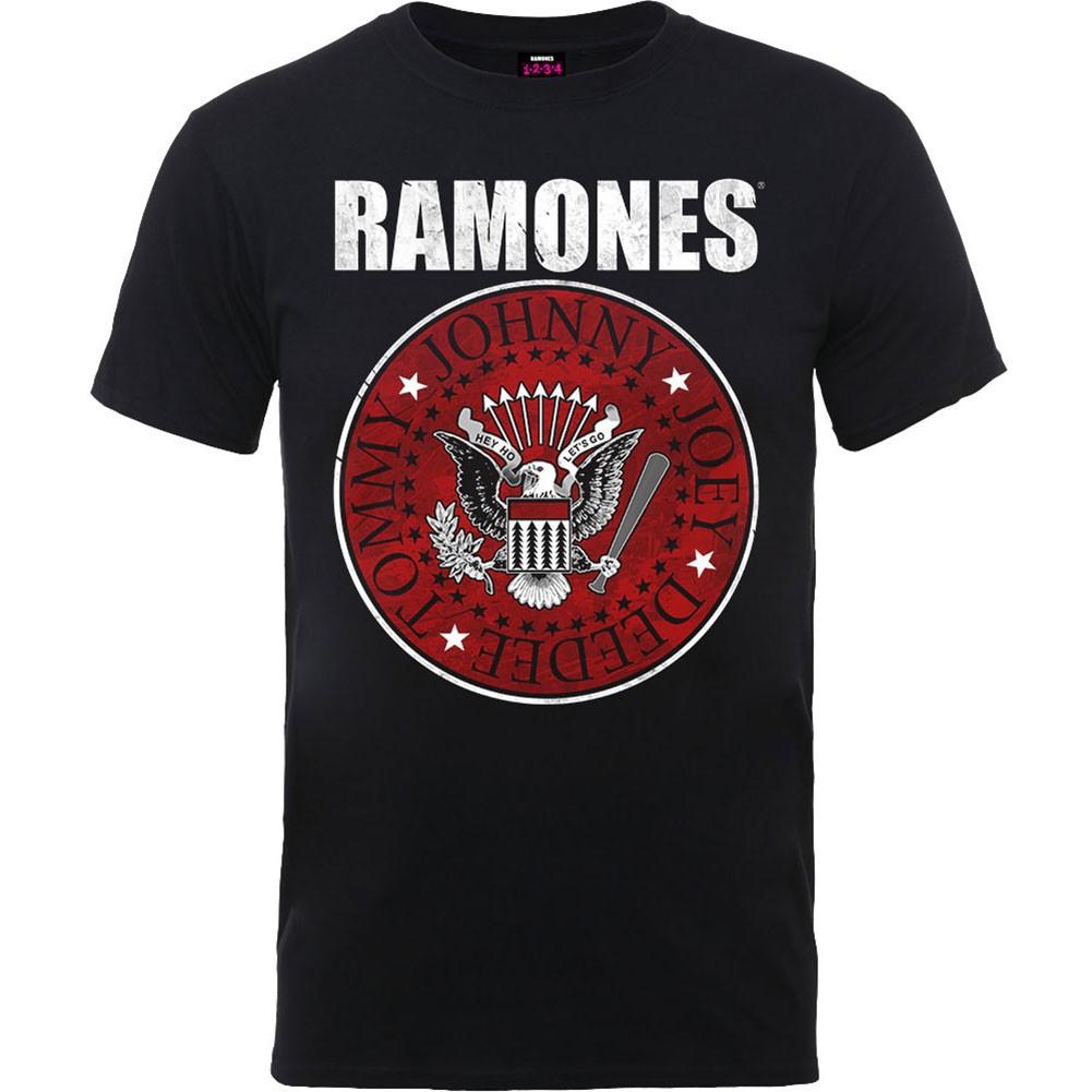 Мужская футболка Ramones Красная с полной печатью Приталенная XX-Large Черная