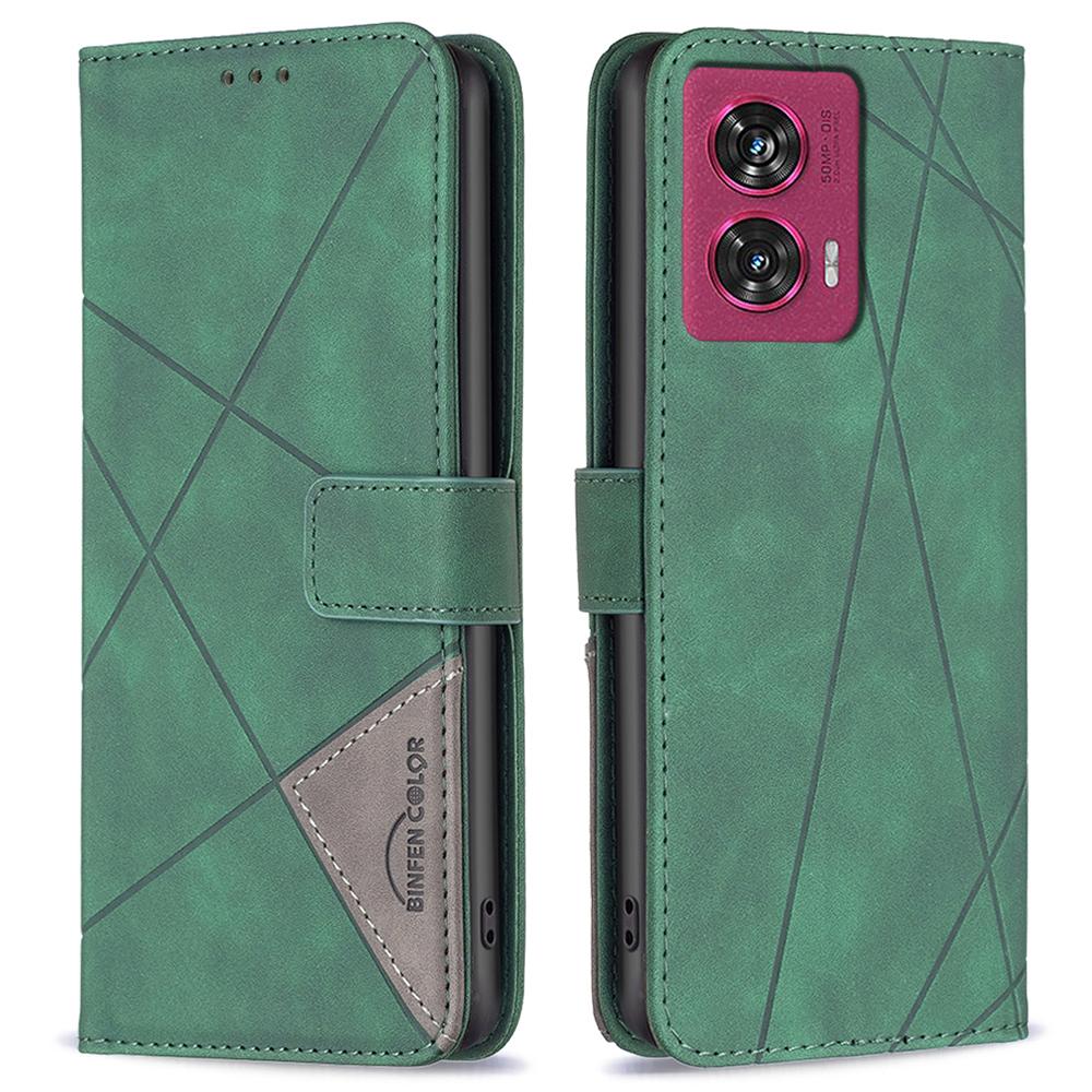BINFEN COLOR For Motorola Edge 50 Fusion 5G Phone Cases Wallet Stand Geometry Imprint Leather Cover