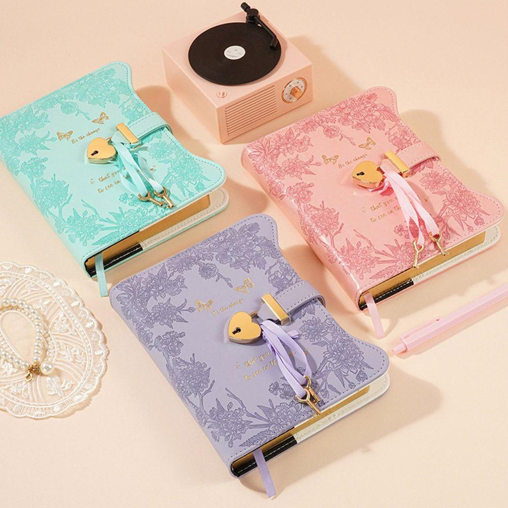 B6 Size Notebook with Love Lock Keys Notepad Simple Diary Notebook