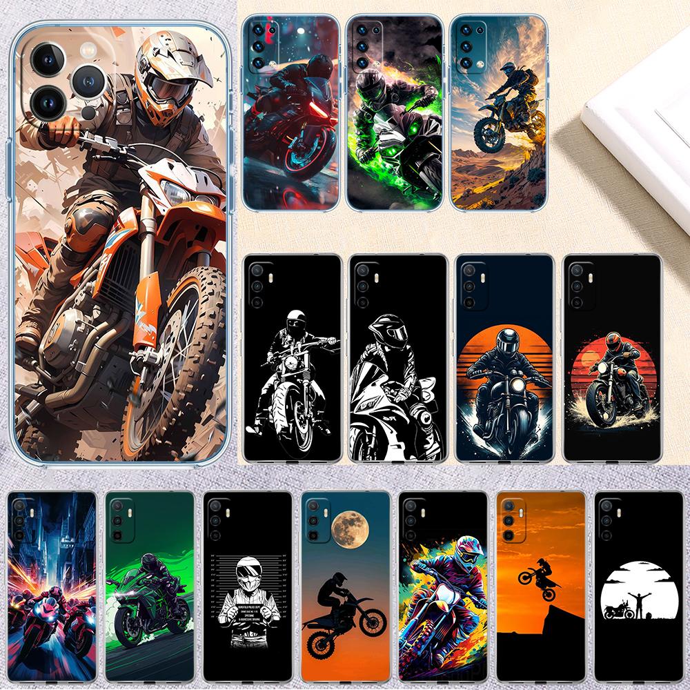 Motorcycle Racing Transparent Phone Case for LG K22 K30 K40 K40S K41 K42 K50 K50S K51 K51S K52 K61 K62 K71 K92 Q61