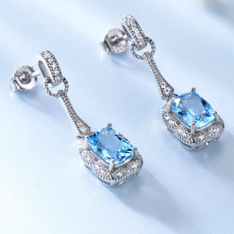 Gica Gema Ювелирные изделия из стерлингового серебра 925 пробы с синим цветком, персонализированные классические серьги-гвоздики для женщин, изысканные ювелирные изделия высокого качества, подарок на День святого Валентина