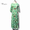 Летнее женское платье с цветочным принтом трапециевидной формы со свободным подолом в винтажном стиле с высокой талией во французском стиле с рукавами три четверти плиссированным круглым вырезом для выпускного коктейля, банкета