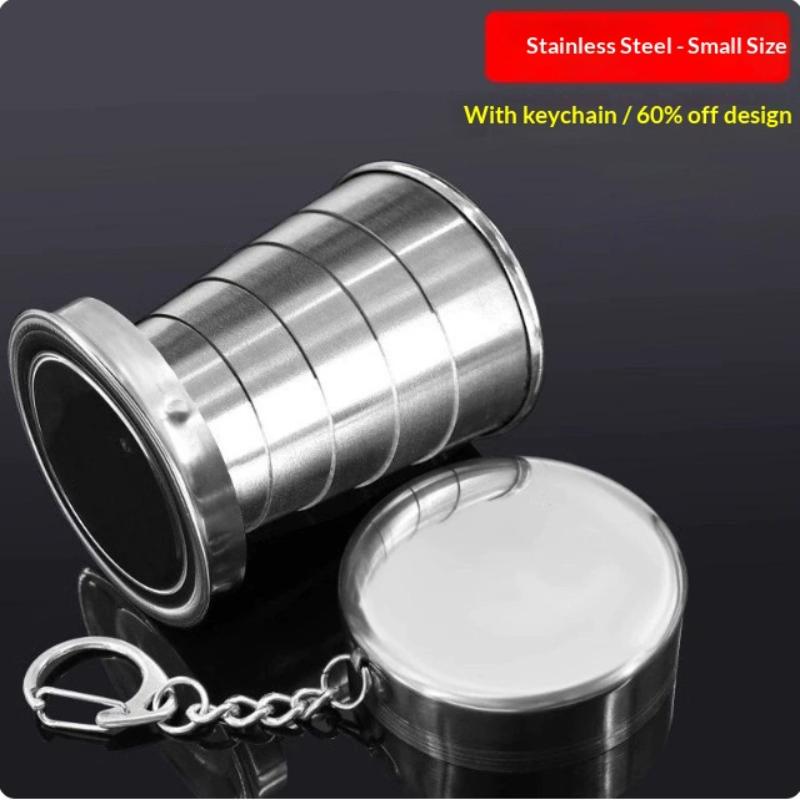 Portable Stainless Steel Retractable Teacup for Outdoor Camping Adventures Easy to Store and Use