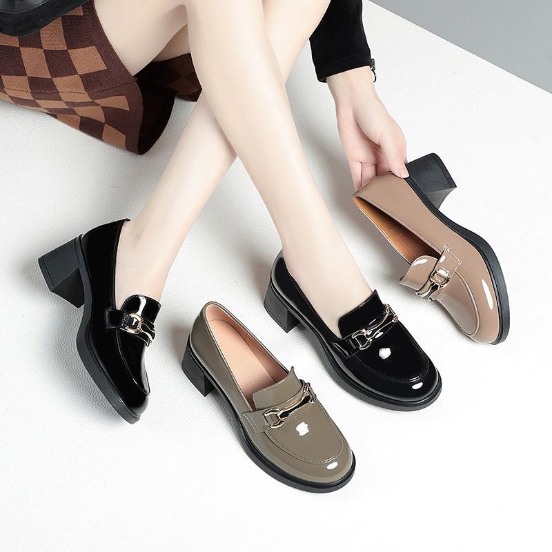 Women's Faux Leather Loafers Platform Chunky Loafers Slip On Casual Shoes Non-Slip Casual PU Business Shoes Penny Heeled Loafers for Women Dressy Work