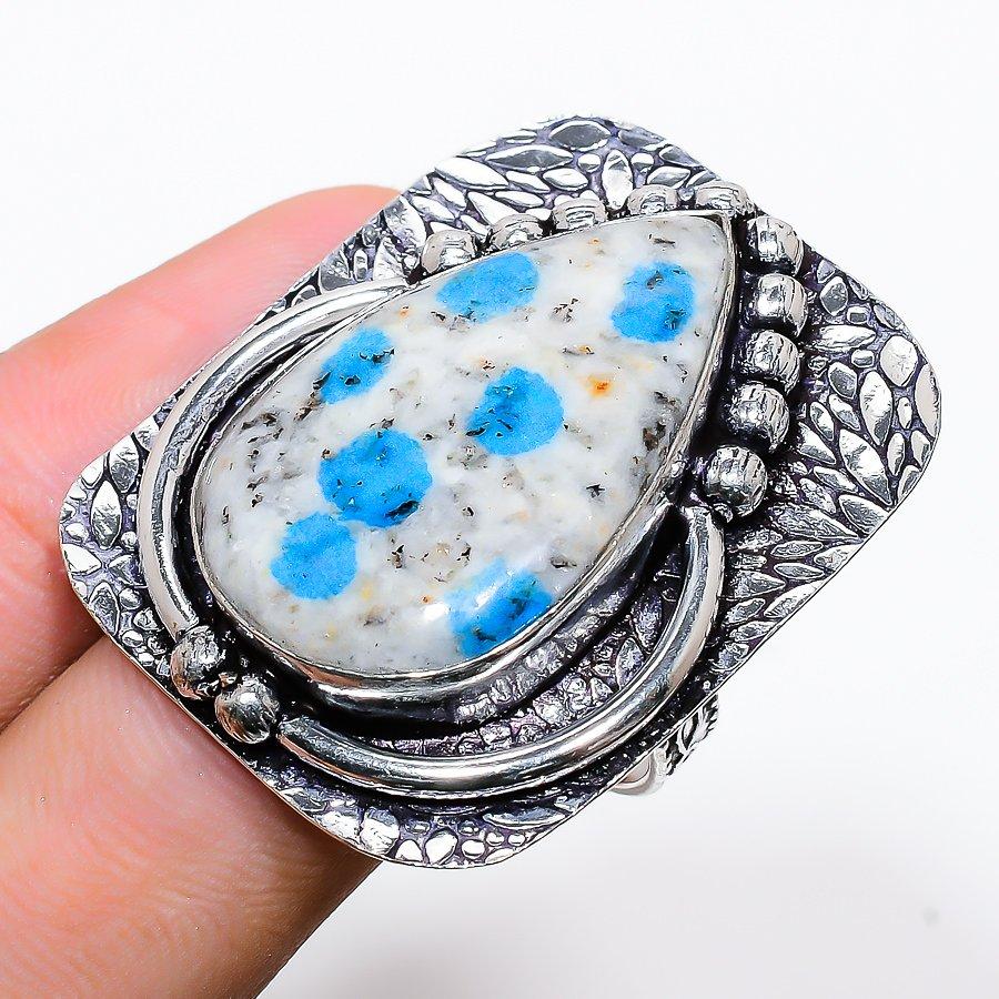 Natural K2 Blue Azurite Gemstone 925 Sterling Silver Gift Ring Size 10.5 W7v83