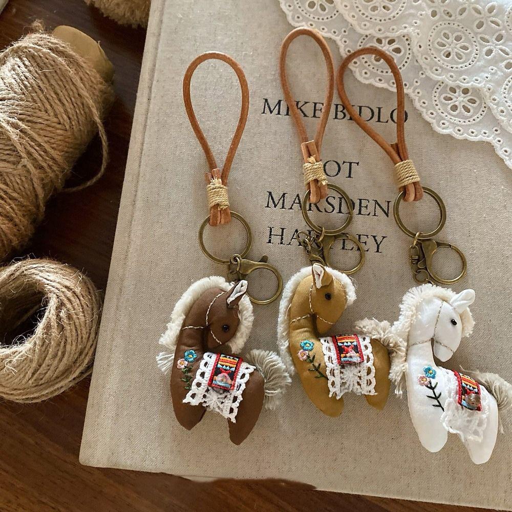 Stuffed Animal Horse Year Key Ring Cute Design Pony Pendant Backpack Decoration