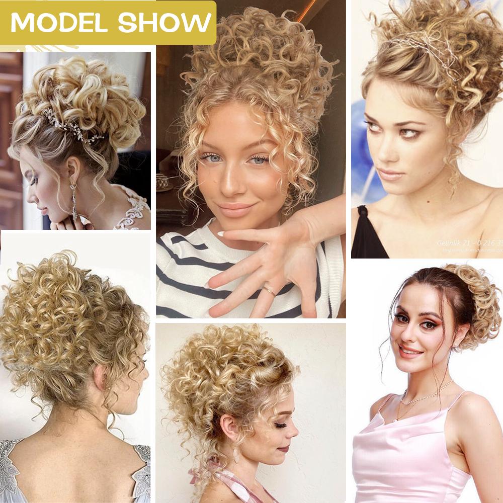 LISI HAIR Грязные пучки волос Кусок парика Эластичный шнурок Свободный большой вьющийся пучок 60 г Синтетический короткий светлый хвост Наращивание хвоста Для женщин Вечеринка Повседневные