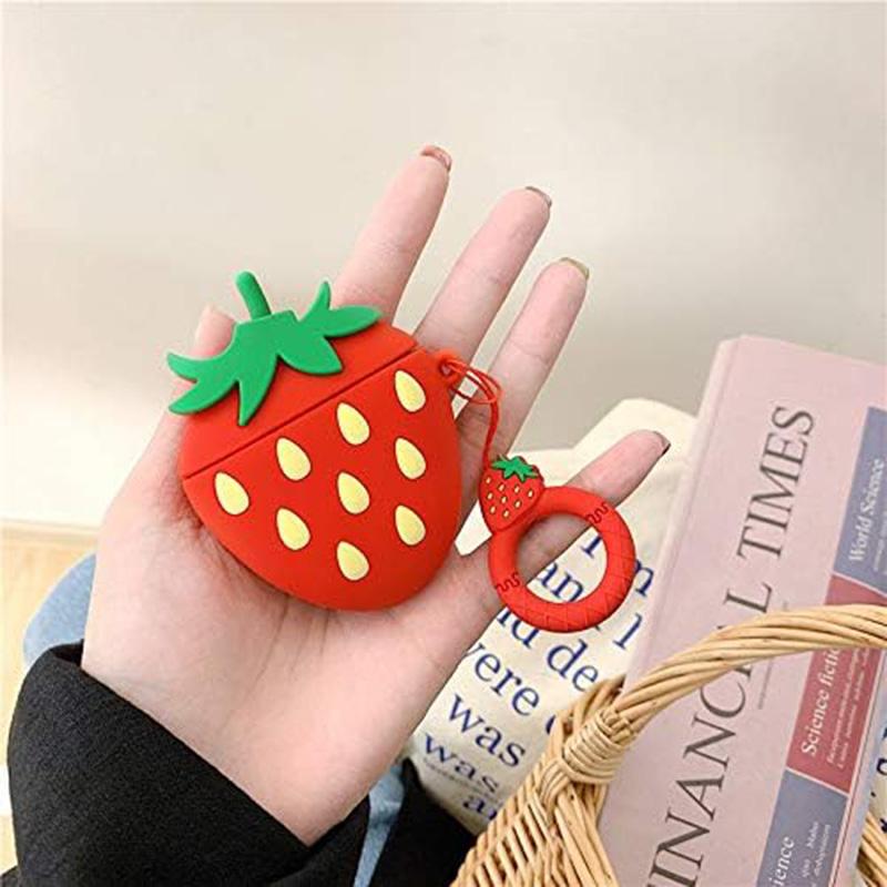 3D Strawberry Cute Cartoon Earphone Case for Airpods 3 2021 Shockproof Silicone Soft Charging Box Cover for Airpods 1 2 Pro