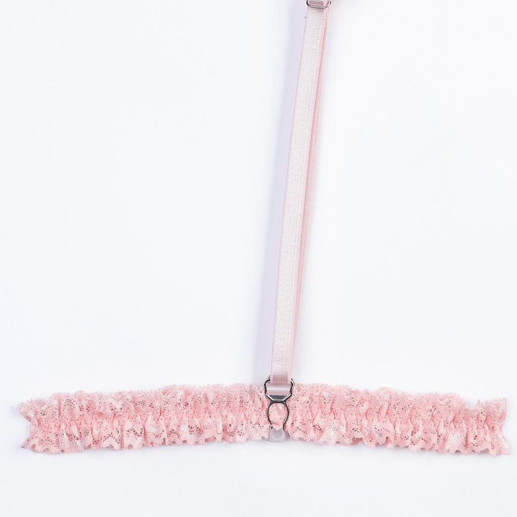 Aduloty Новое сексуальное нижнее белье, розовое кружевное плиссированное кружевное полое свежее и милое маленькое прозрачное платье на подтяжках