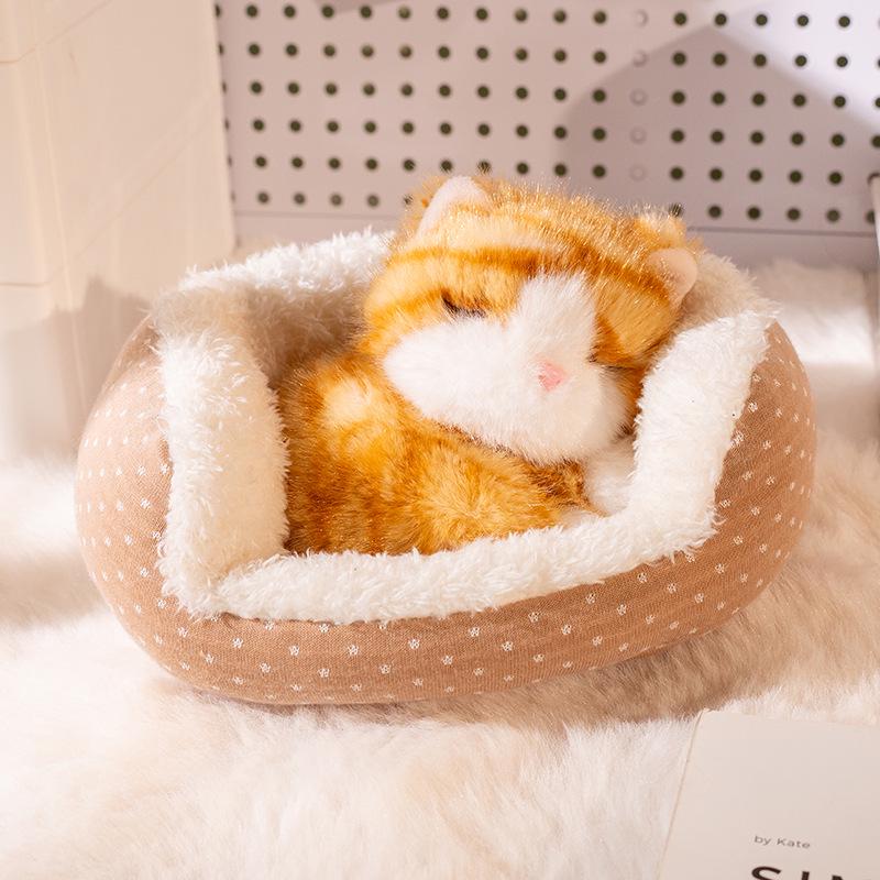 Calico Cat Lamb Nap Nest Plush Toy - Cute and Healing Desk Companion Doll
