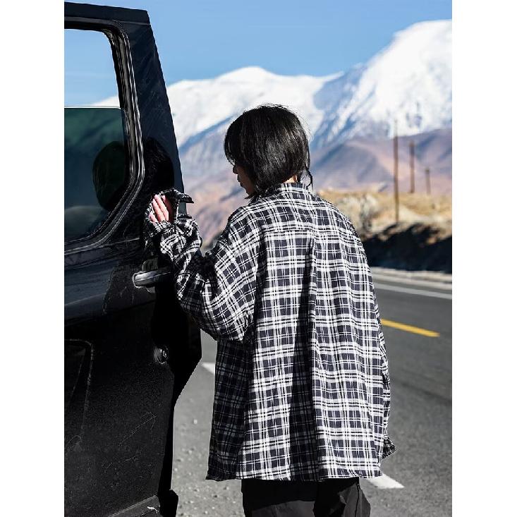 2024 Plaid Long Sleeve Shirt Japanese Hong Kong Style Ins Loose Shirt Boys Summer Trendy Versatile Casual Coat