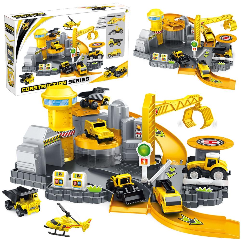 Rotate The Tracking Bounce Car Diy Tracks Parking Lot For Children Assembly Car Track Educational Toys For Boys Children's