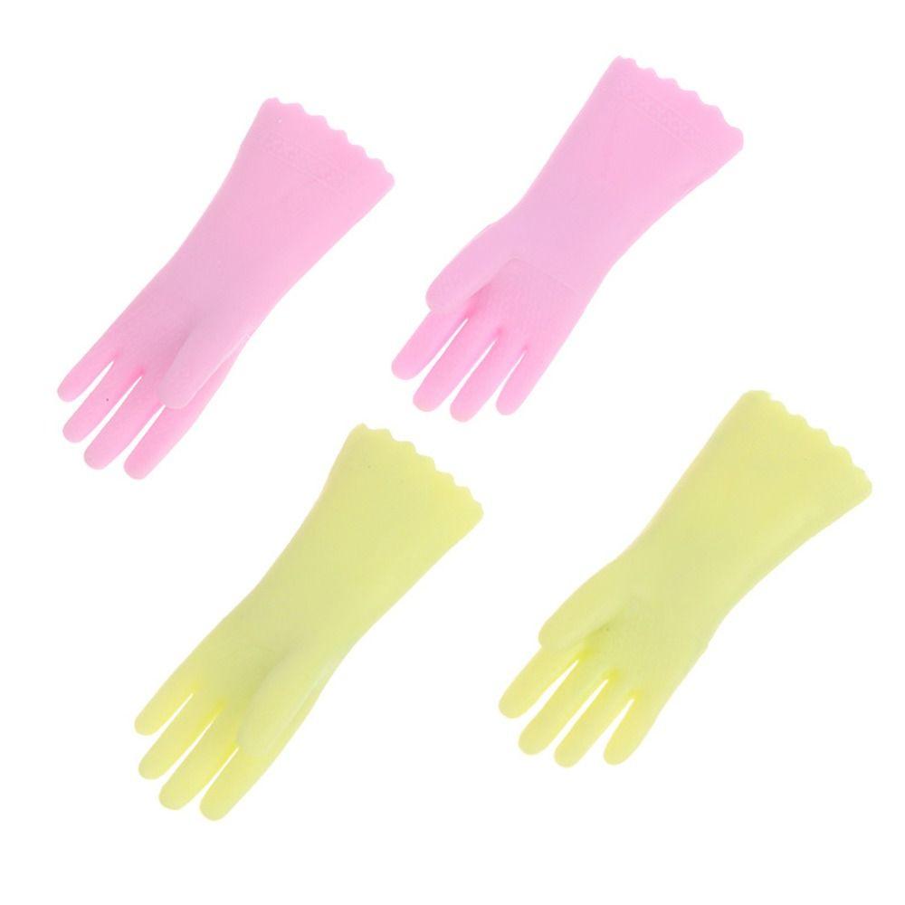 2 Pair Pink Green Dollhouse Gloves Doll Accessories Mini Baking Glove Universal