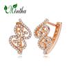 MINTHA Clip Earrings Trendy Fashion Jewelry Cubic Zirconia Hollow Stud Earrings For Women Rose Gold Color Earrings