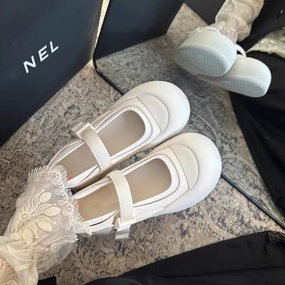 Странный эстетизм толстая подошва внутренняя высота увеличение кожа уродливые милые Мэри Джейн женщины дышащие весна и лето новые маленькие белые одинарные туфли