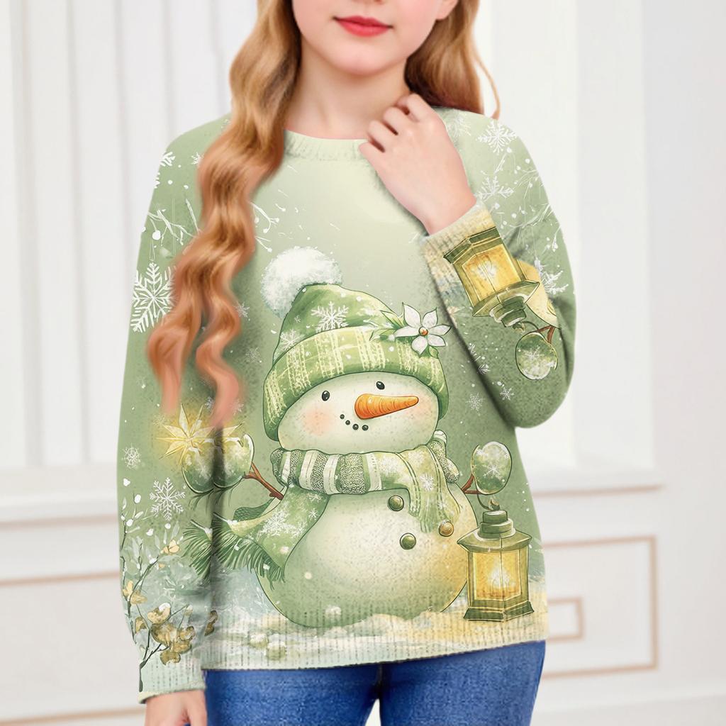 Рождественские свитшоты для детей мальчиков и девочек вязаный свитер милая рубашка осенний пуловер с круглым вырезом топы