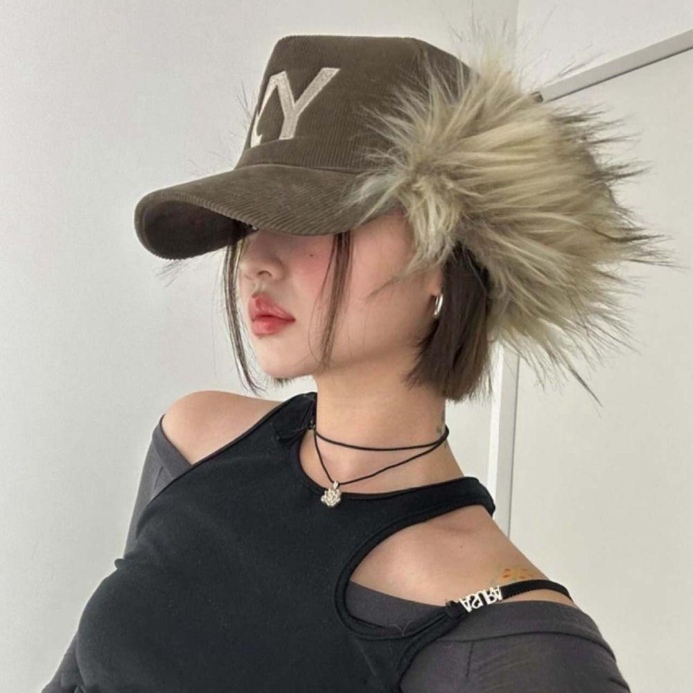 Вельветовая Бейсболка в Корейском Стиле Повседневная Кепка с Козырьком Y2k Ретро Бейсболка с Пером Ежедневная