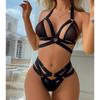 Fashion Women's Sexy Cross Strap Hollow Out Funny Lingerie Two-piece Sexy Underwear