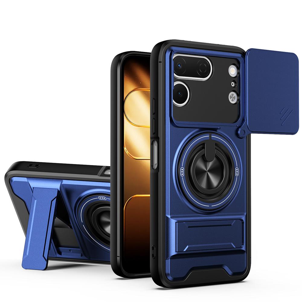 KEYSION Magnetic Phone Case for TECNO Spark 50 Pro 4G Slide Camera Protection Upright Kickstand 360° Ring Shockproof Back Cover