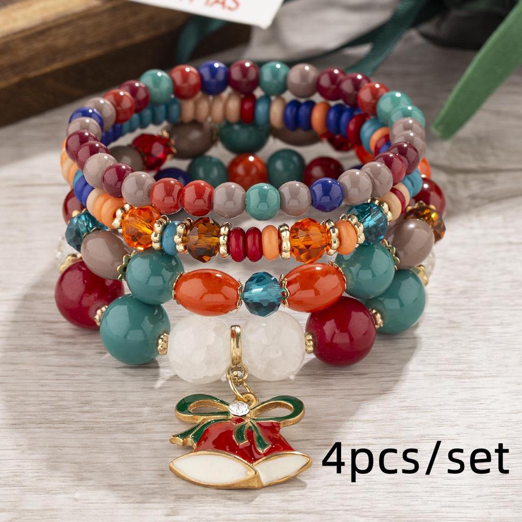 Богемский рождественский многослойный браслет из бисера и кристаллов для женщин