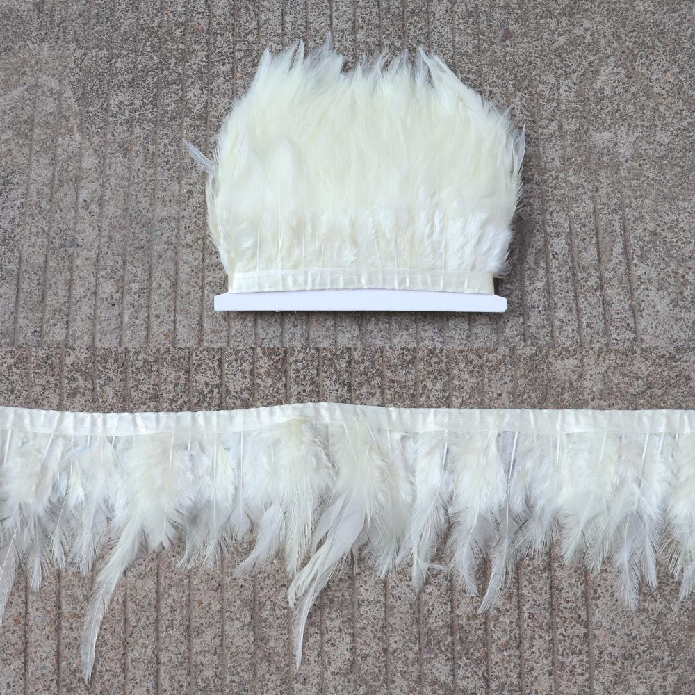 Feather5 10Meters Rooster Feather Trim 8-13CM Colored Chicken Feathers Ribbon 3-5" Saddle Pheasant Feathers Trim Fringe