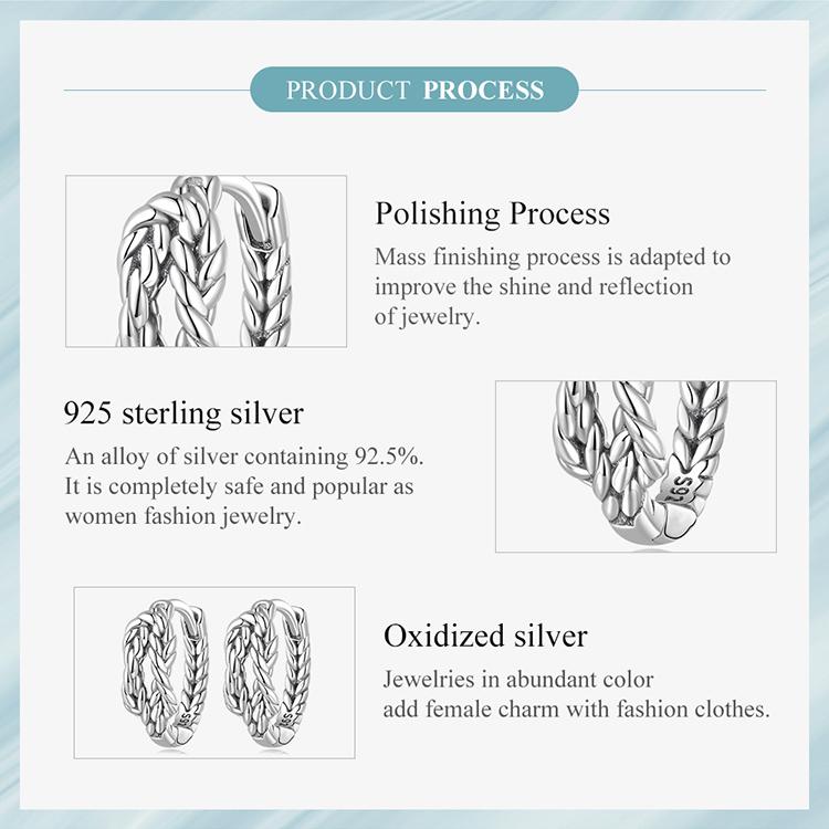 Bisaer Серьги-клипсы из стерлингового серебра 925 пробы с простым узлом для женщин, подарок на день рождения, изысканные ювелирные изделия